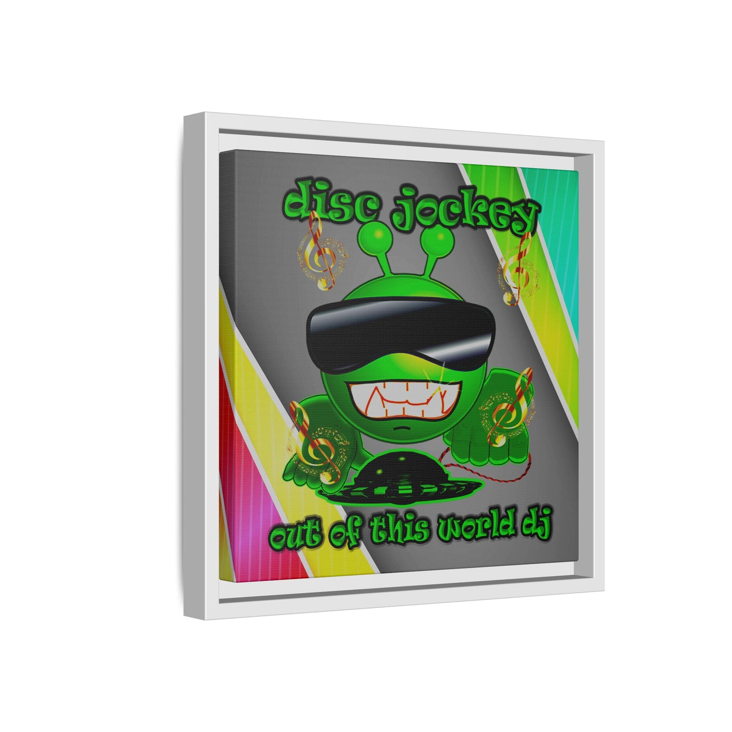 disc jockey - framed canvas art (rainbow split)