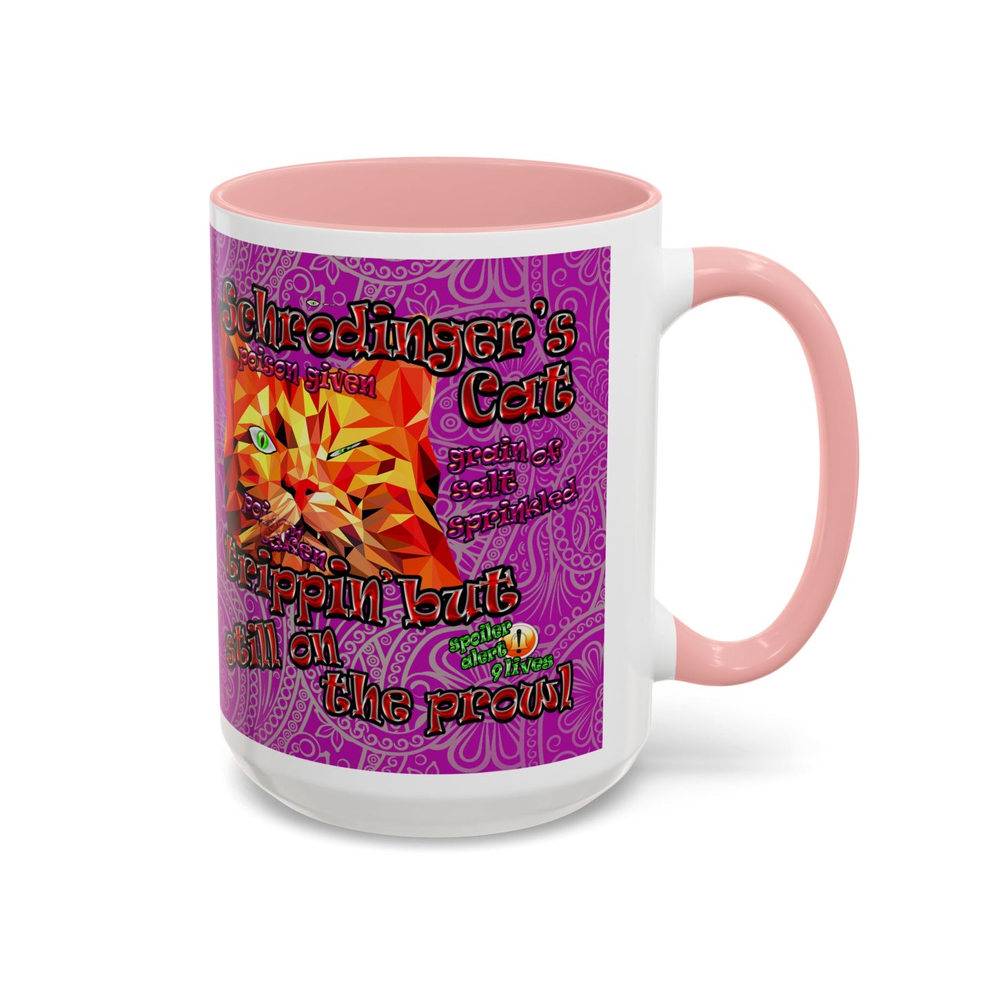 schrodinger's cat - Accent Mug (pink swirl)