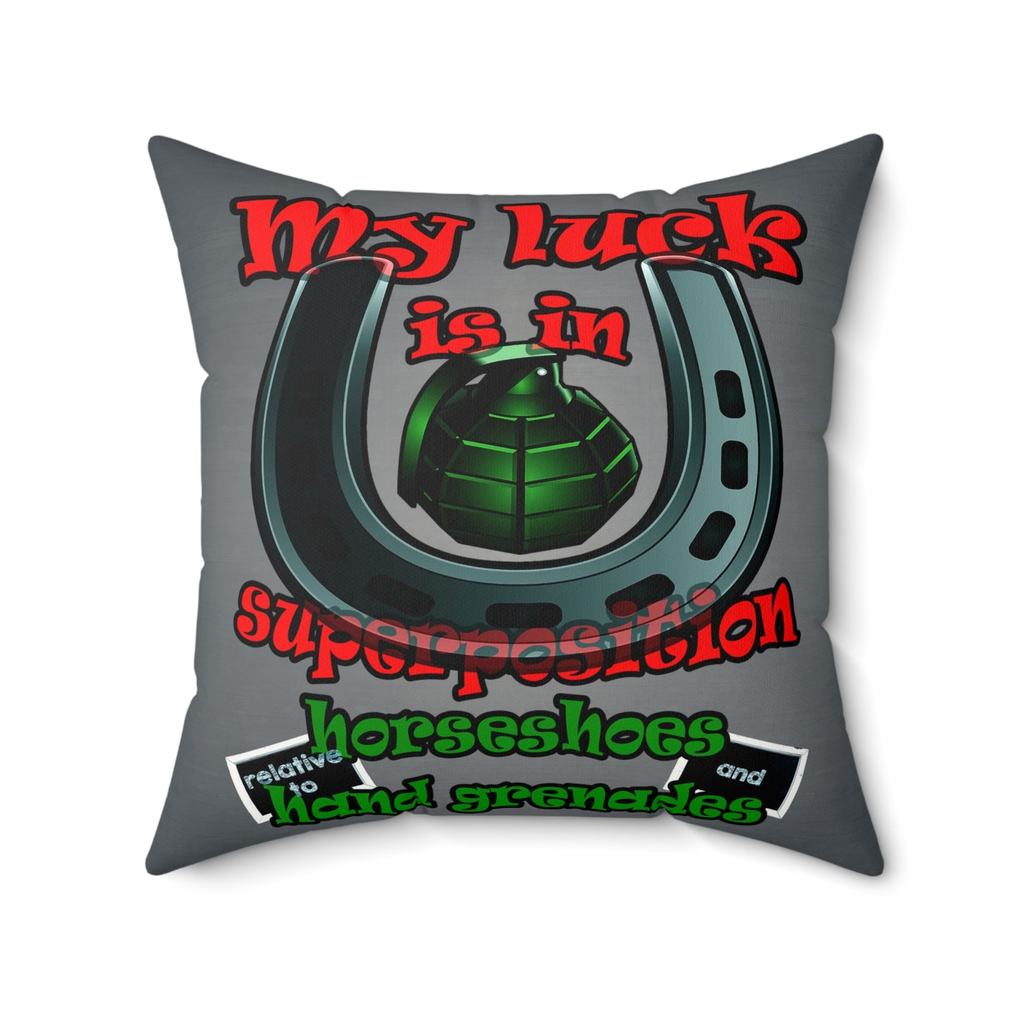 my luck - Faux Suede Square Pillow - (grey-light grey)