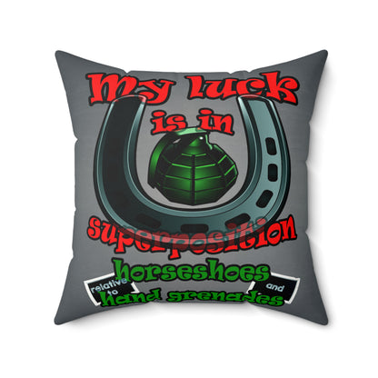 my luck - Faux Suede Square Pillow - (grey-light grey)