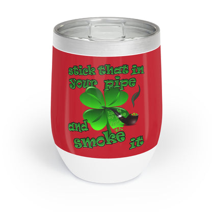 celtics logo - Chill Wine Tumbler (dark red)