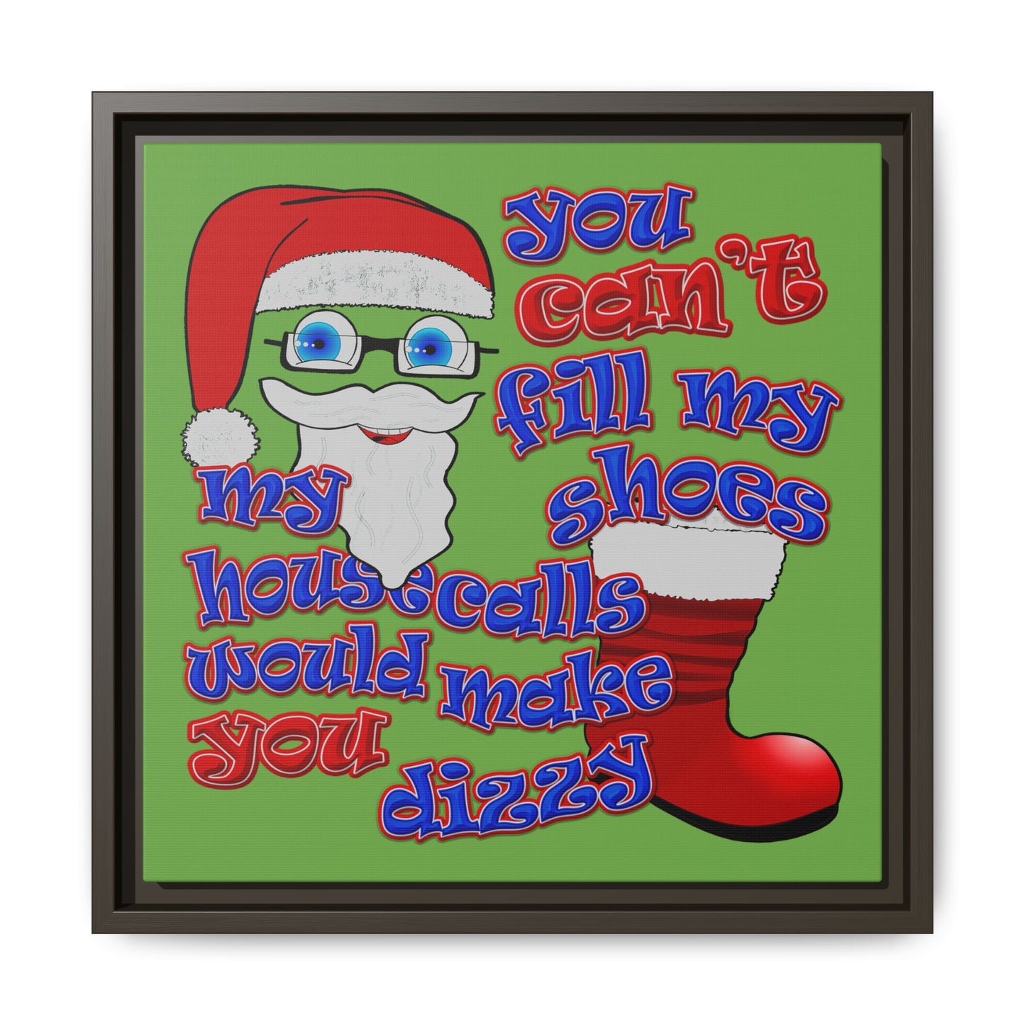 santa's shoes - framed canvas art (green)