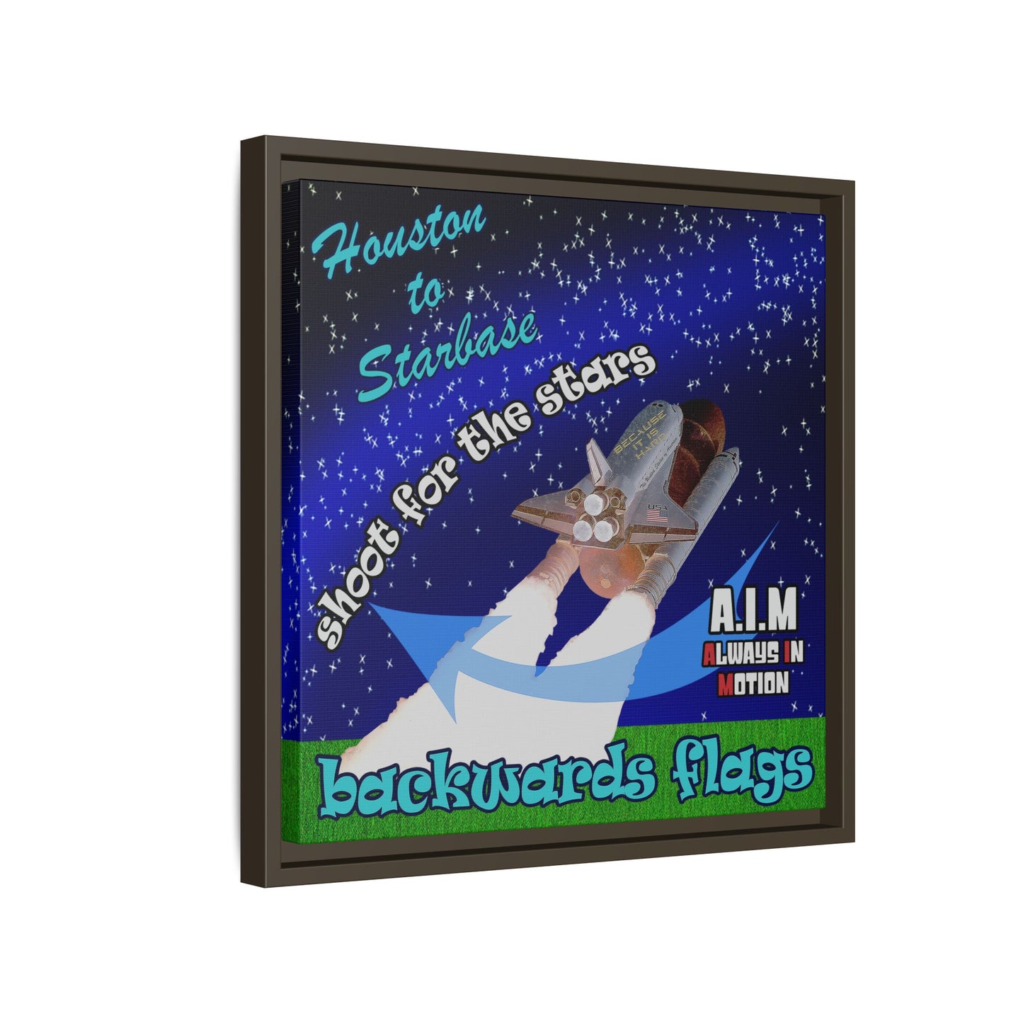shoot for the stars - framed canvas art ('snoops' background)