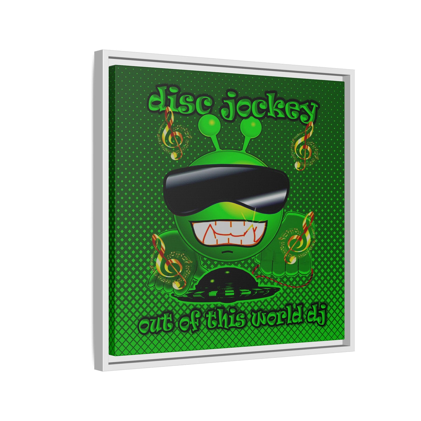 disc jockey - framed canvas art (logo green)
