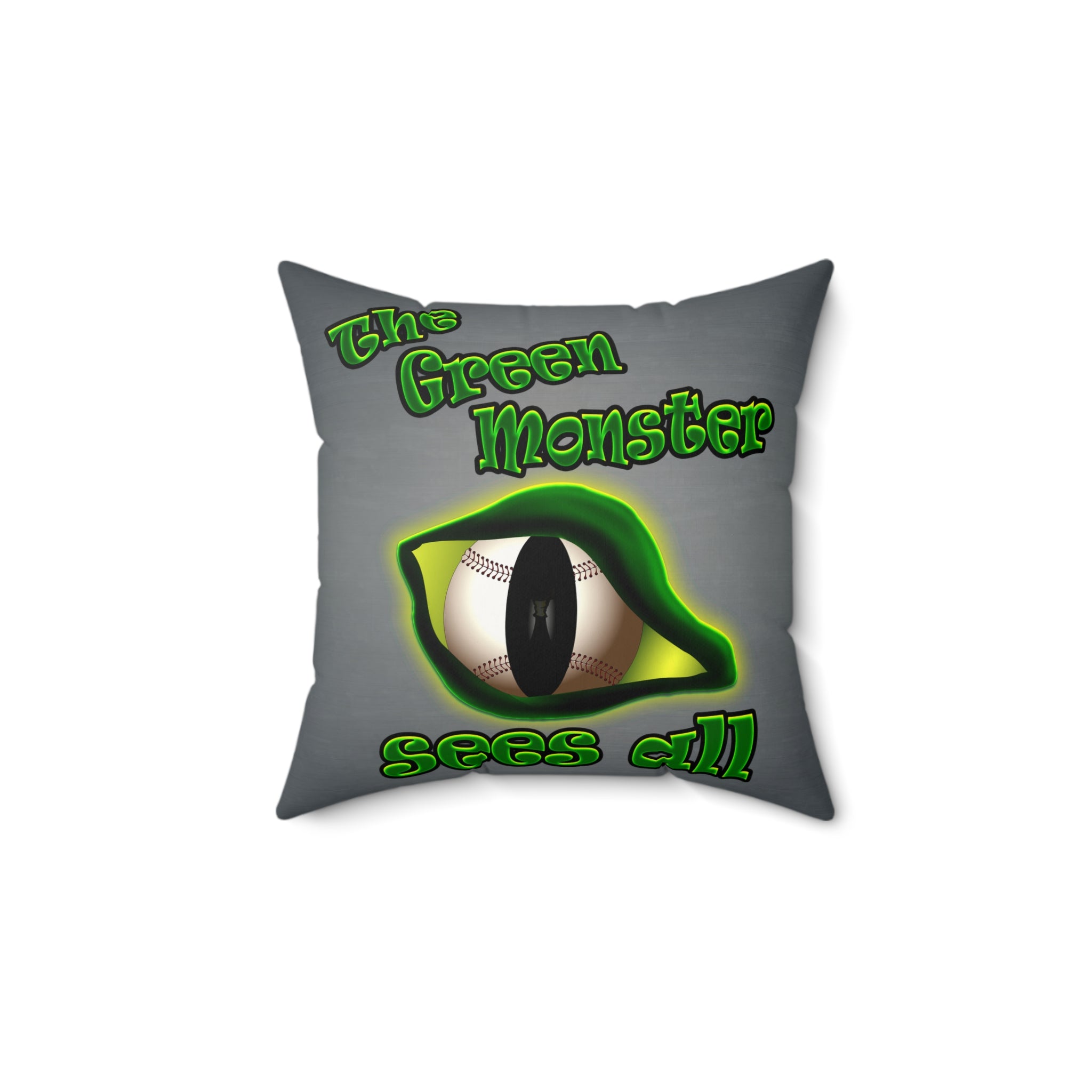 green monster - Faux Suede Square Pillow - (grey-light grey)