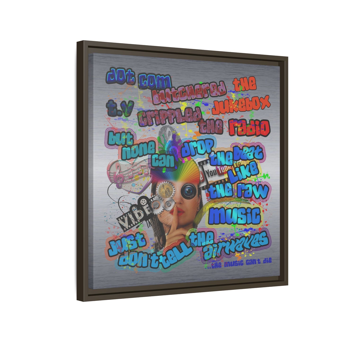 drop the beat - framed canvas art (brushed nickel)