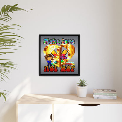 love peace - framed canvas art (brushed nickel)