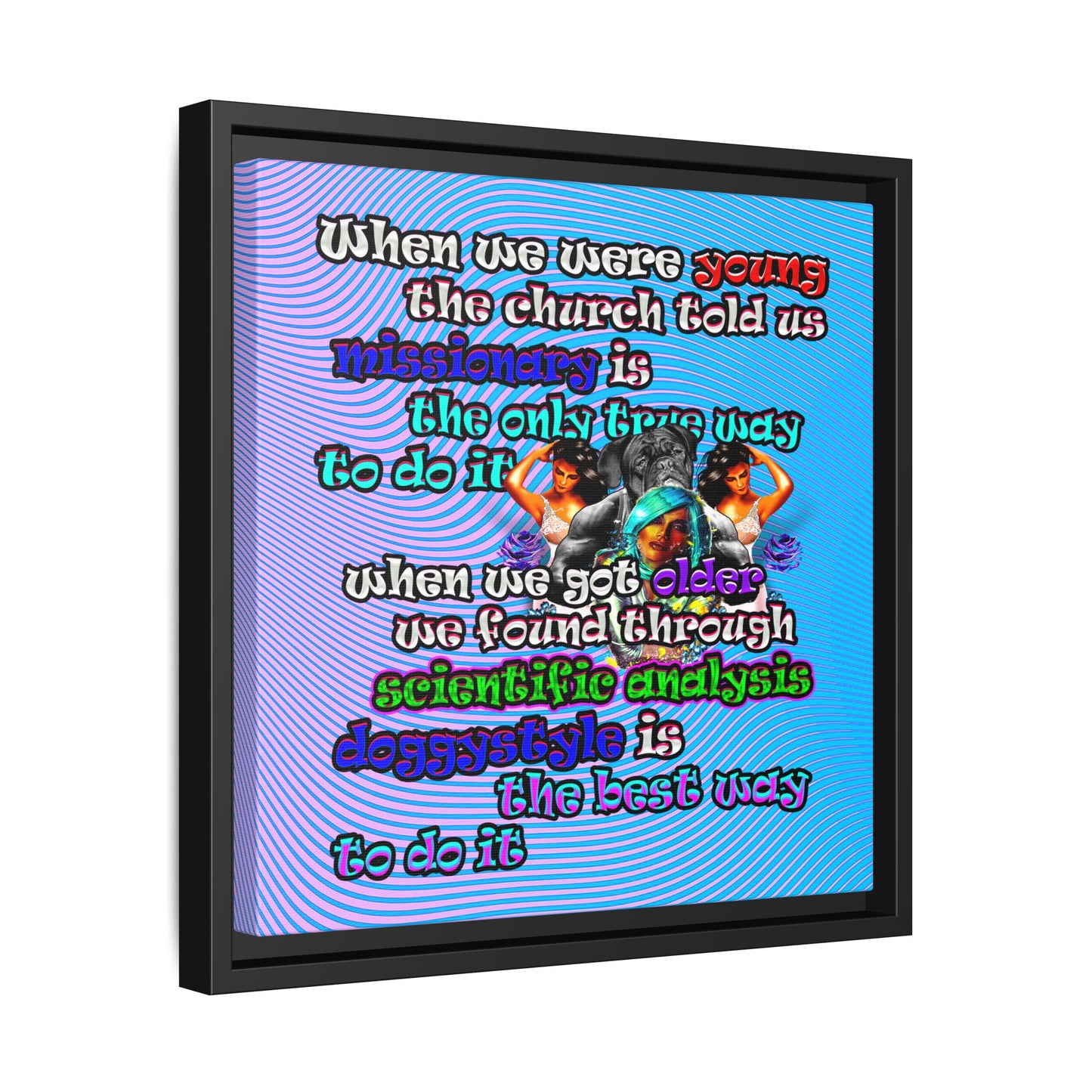 doggystyle - framed canvas art (light blue-purple wave)