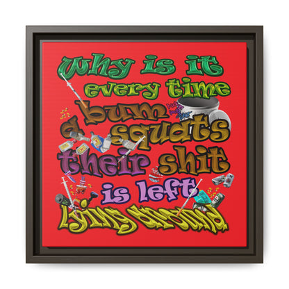the bum's shit - framed canvas art (red)