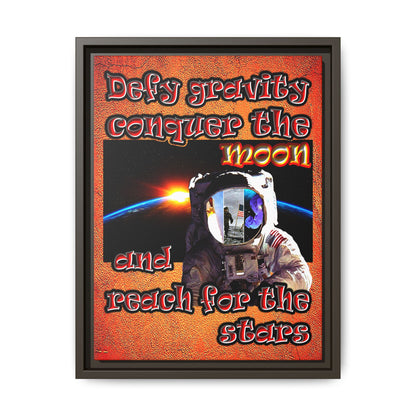 defy conquer reach - framed canvas art (burnt orange)