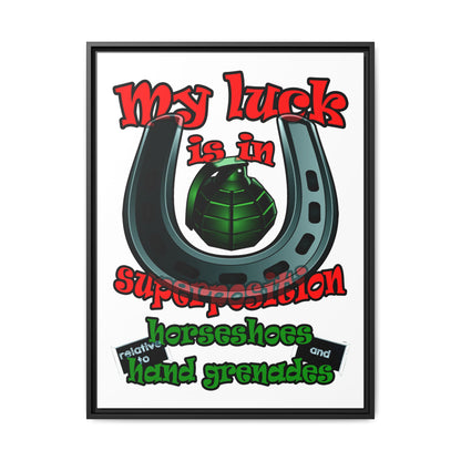 my luck - framed canvas art (white)