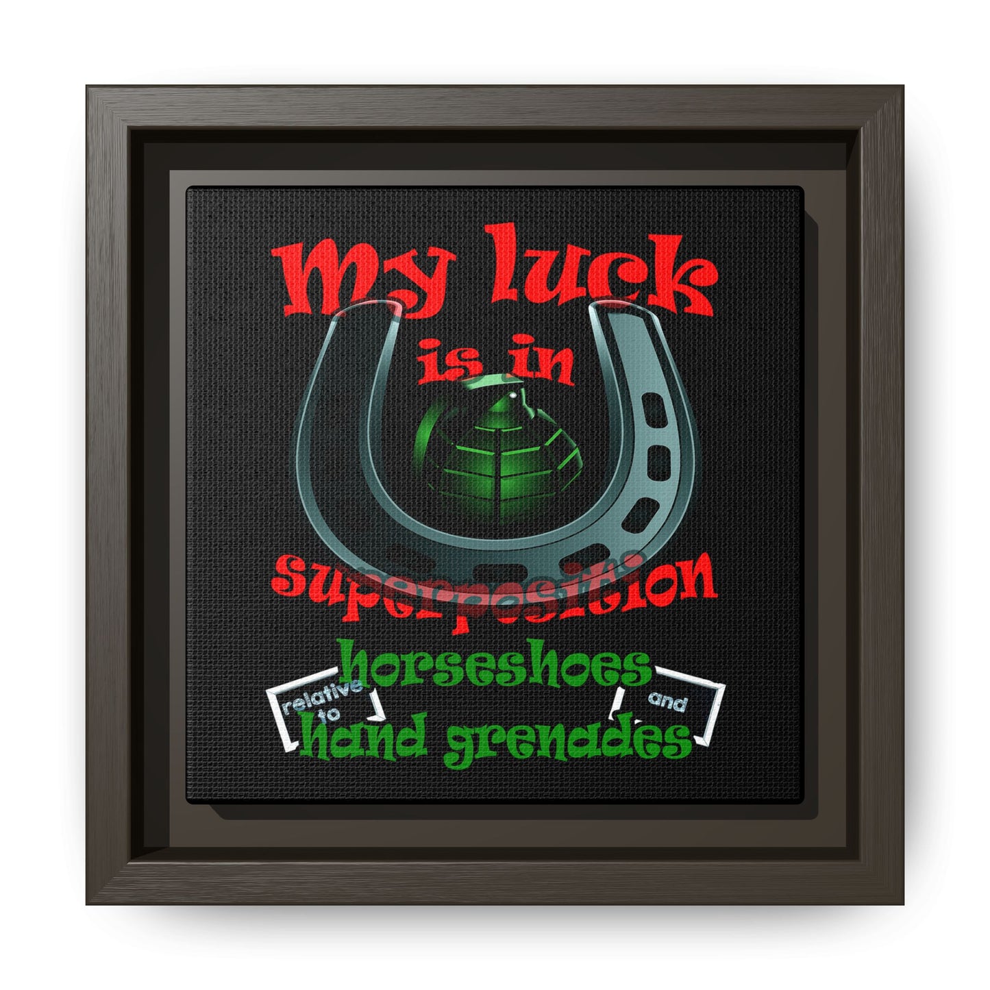 my luck - framed canvas art (black)