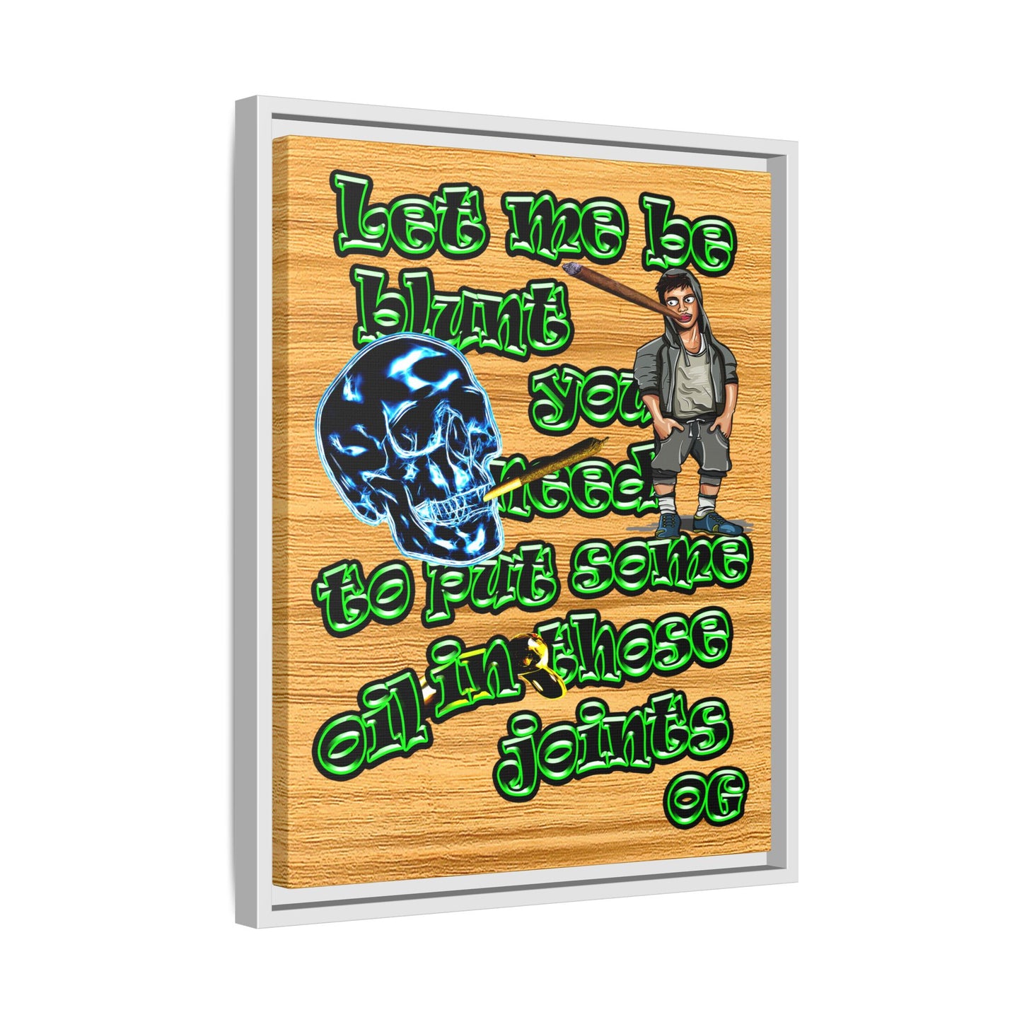 og - framed canvas art (butterscotch wood finish)