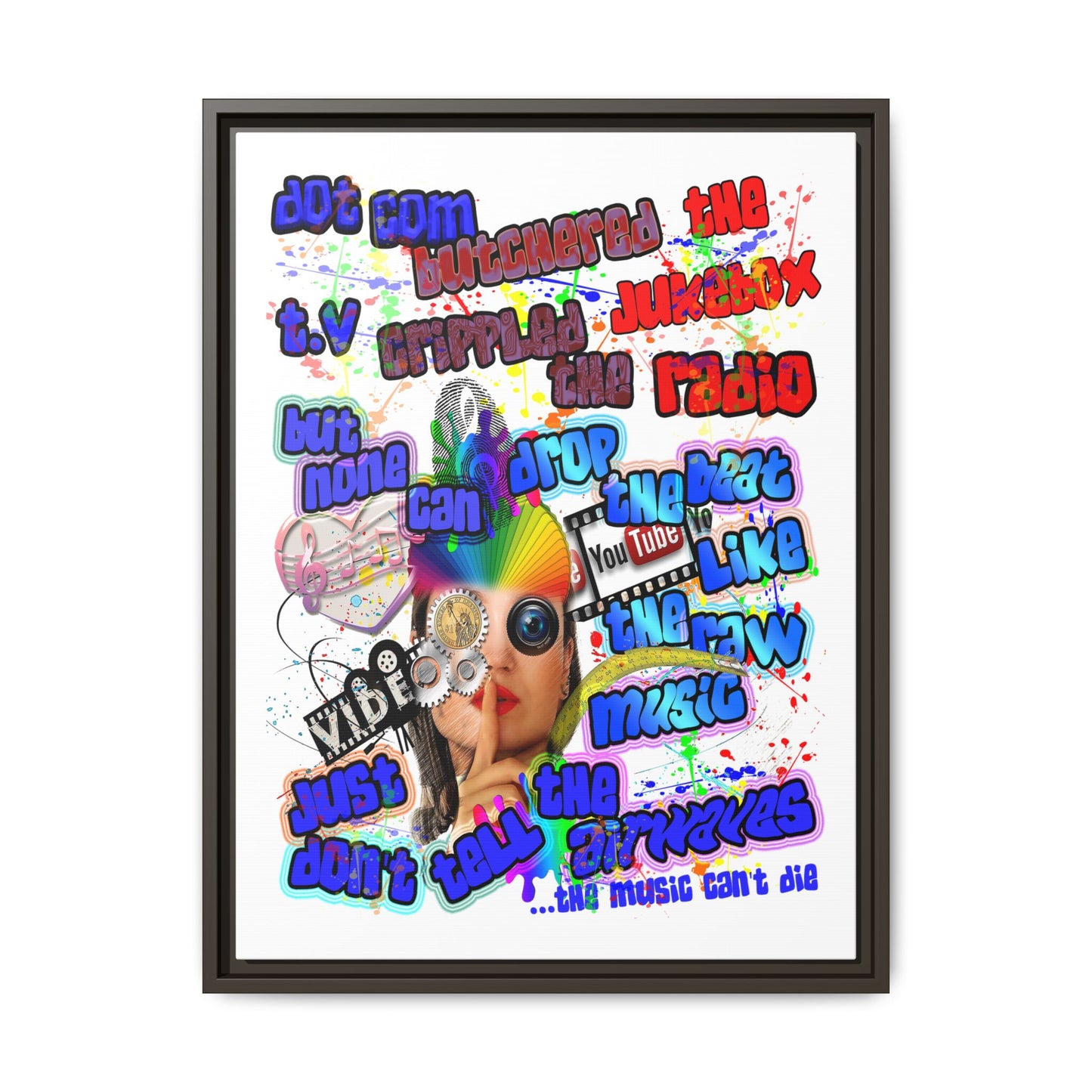 drop the beat - framed canvas art (white)