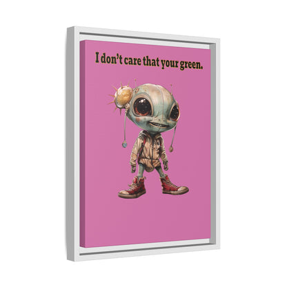 I don't care that your green - framed canvas art (light pink)