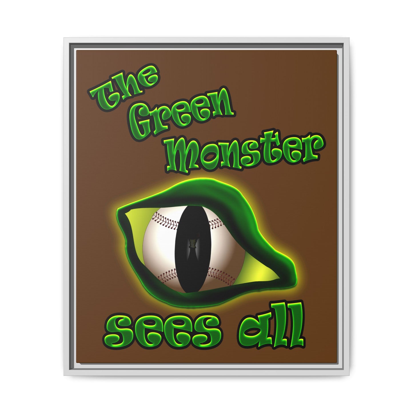 green monster - framed canvas art (brown)