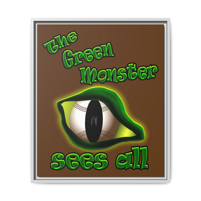 green monster - framed canvas art (brown)