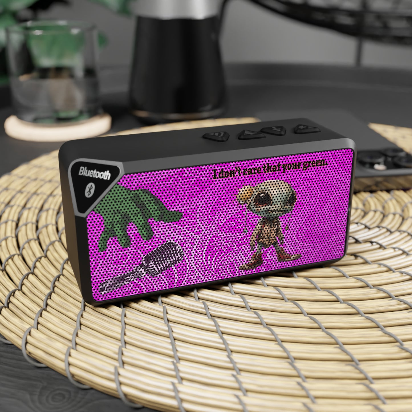 I don't care that your green - Jabba Bluetooth Speaker (pink swirl)