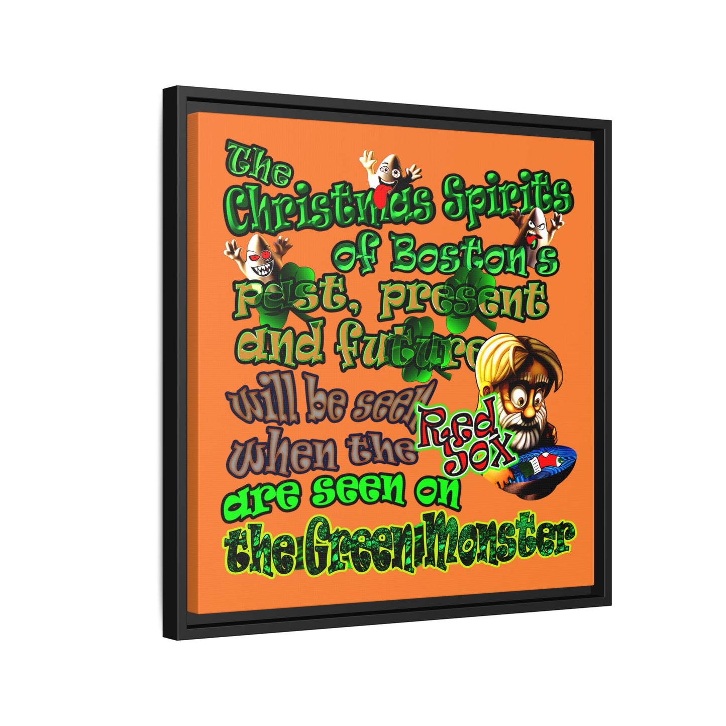 christmas spirits of boston - framed canvas art (crusta)