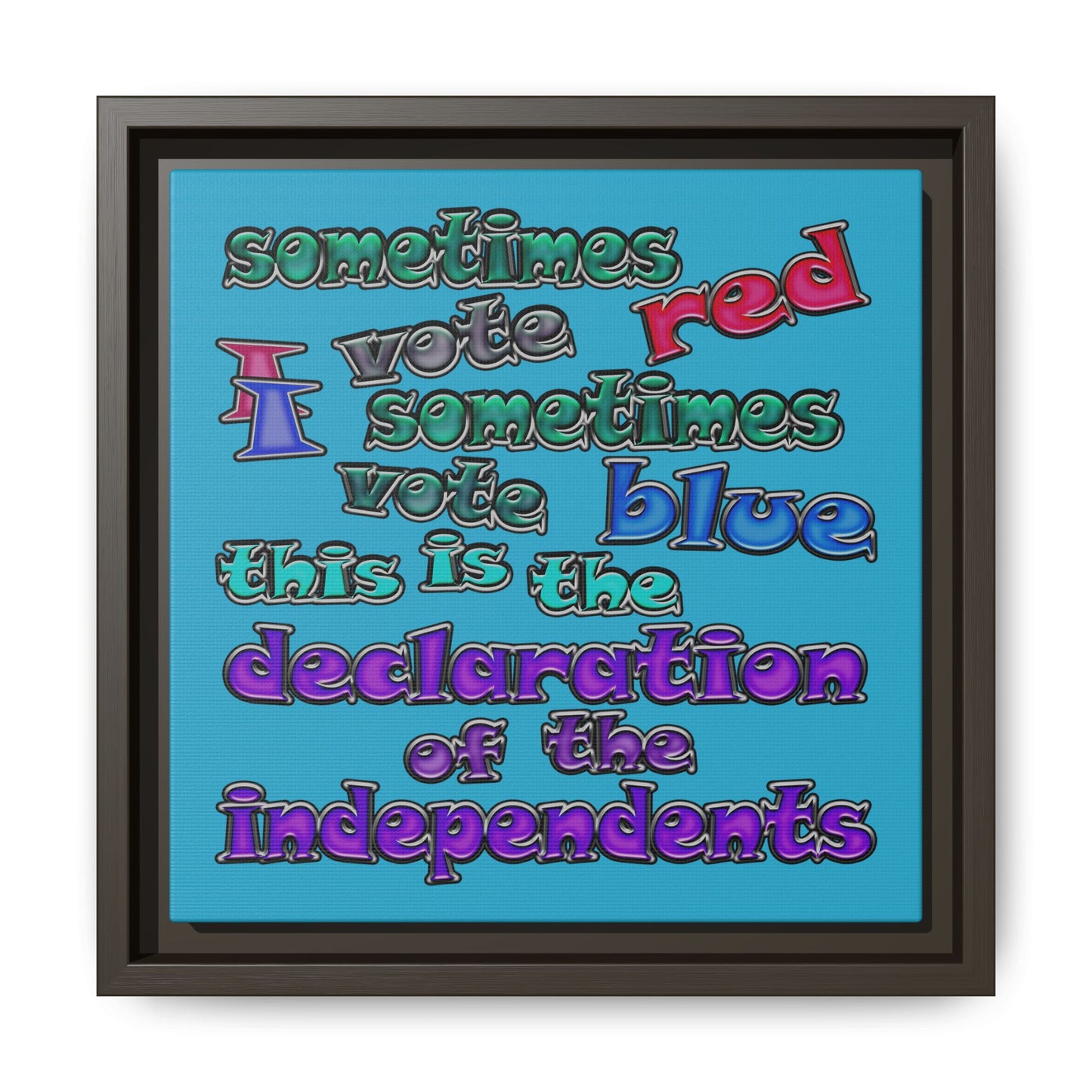 declaration of the independents - framed canvas art (turquoise)