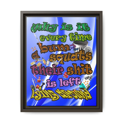 the bum's shit - framed canvas art (blue-white wave)