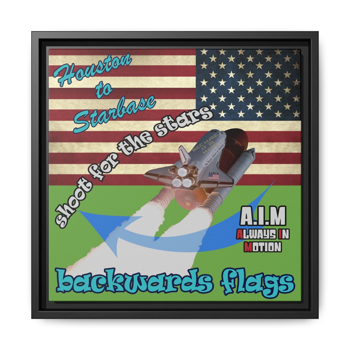 shoot for the stars - framed canvas art (green)