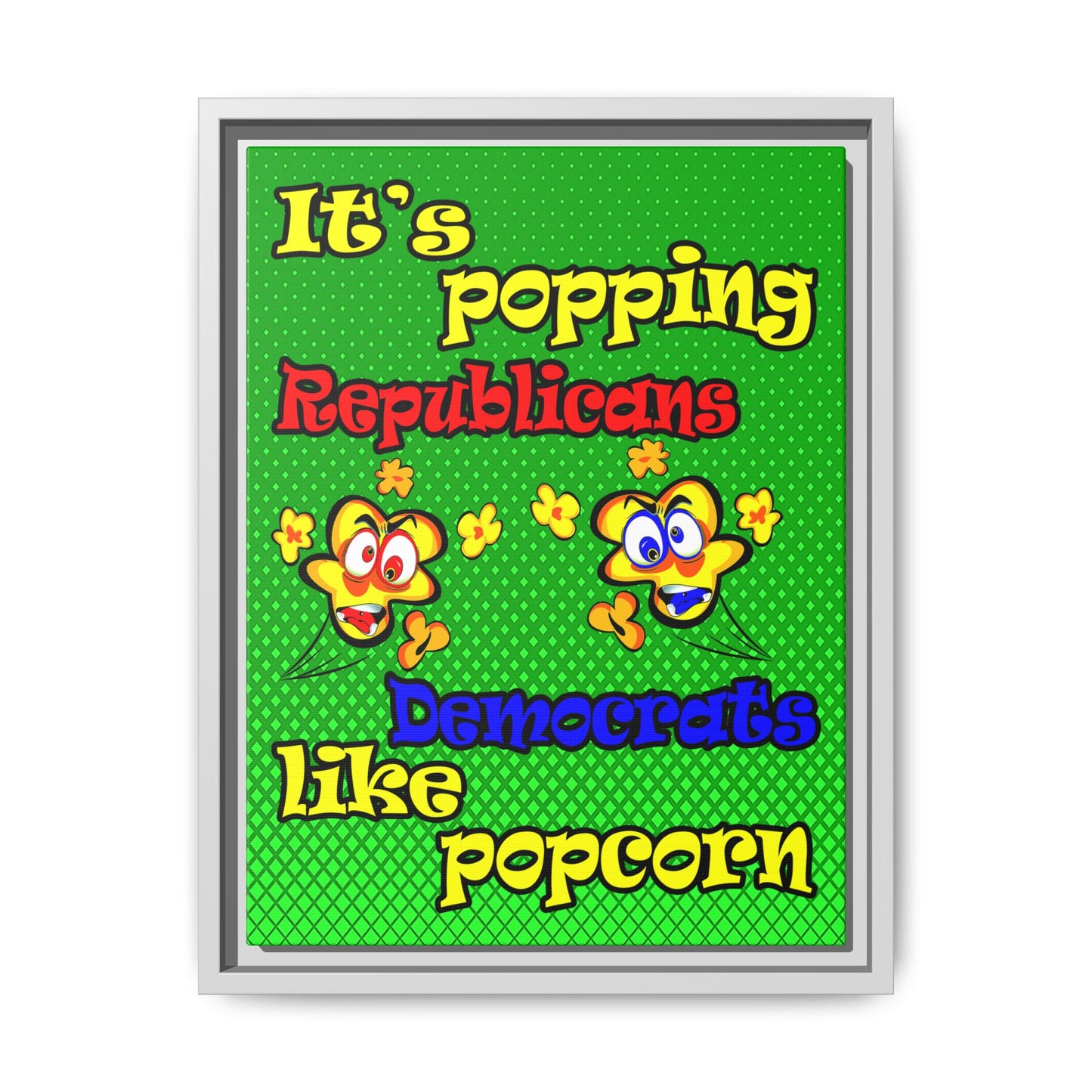 popping like popcorn - framed canvas art (logo green)