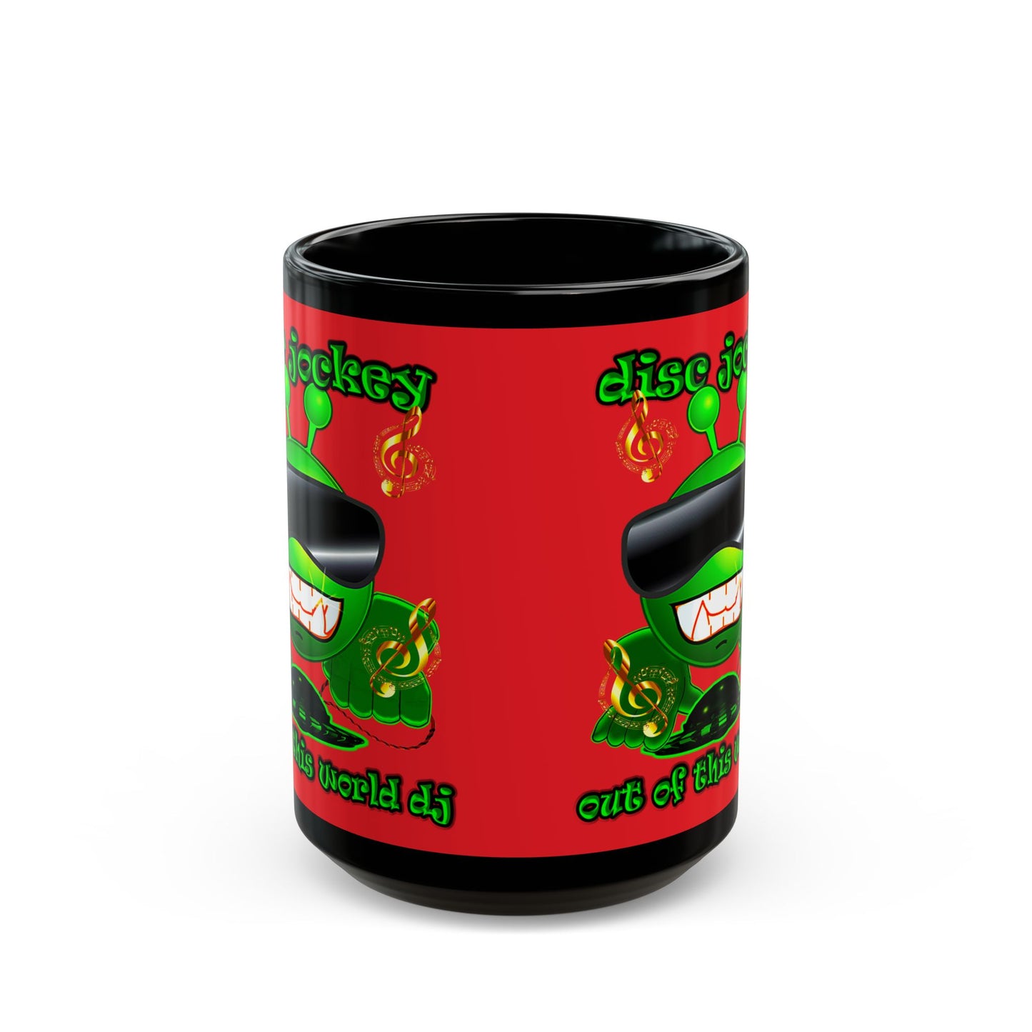disc jockey - Black Mug (red)