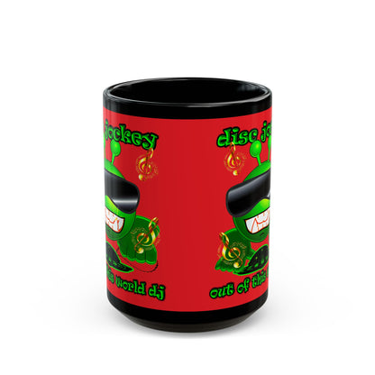 disc jockey - Black Mug (red)