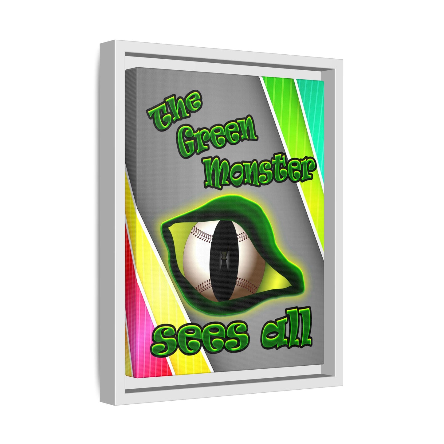 green monster - framed canvas art (rainbow split)