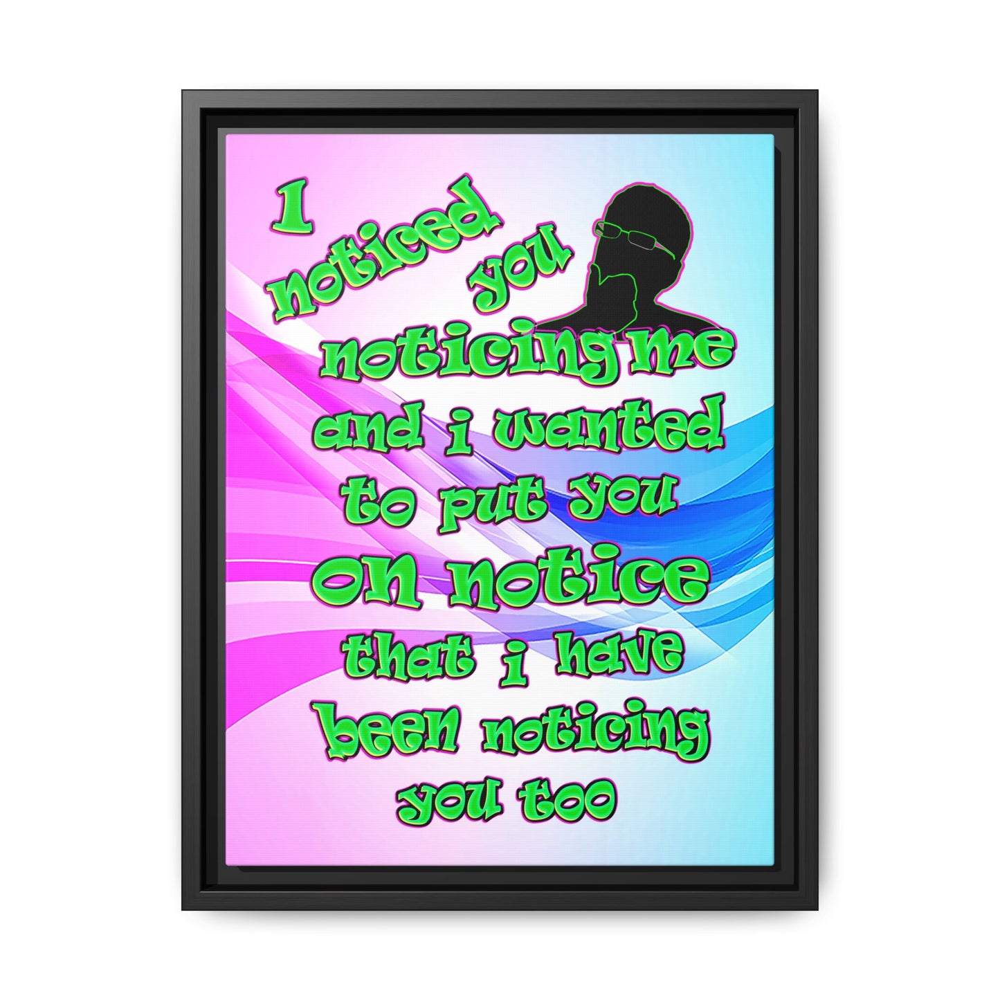 noticed you noticing - framed canvas art (light blue-pink wave)