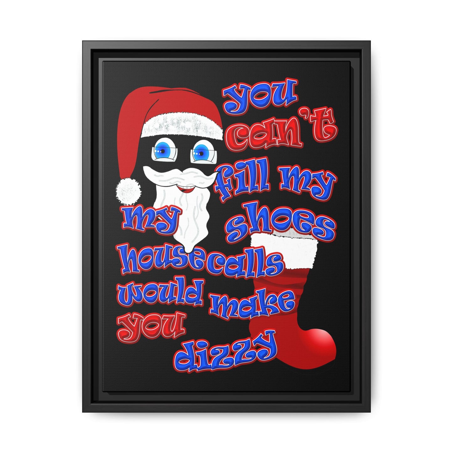 santa's shoes - framed canvas art (black)