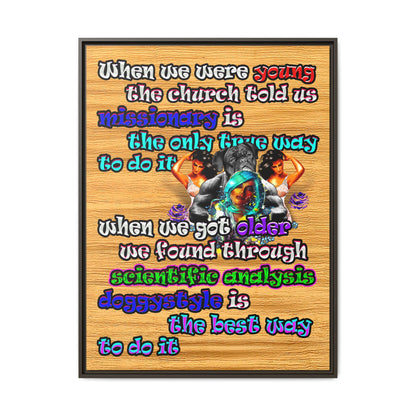 doggystyle - framed canvas art (butterscotch wood finish)
