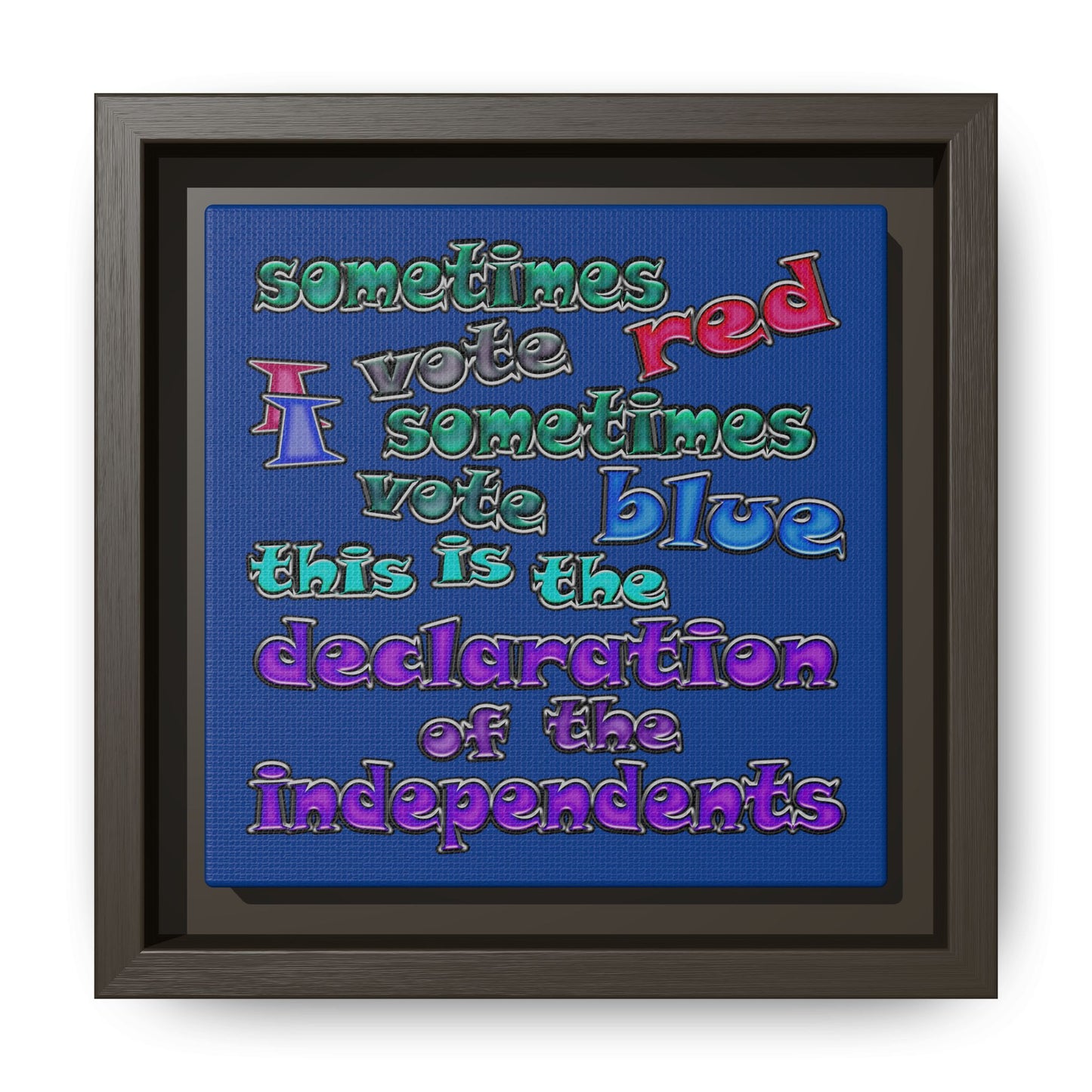 declaration of the independents - framed canvas art (dark blue)