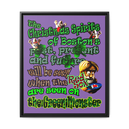 christmas spirits of boston - framed canvas art (light purple)