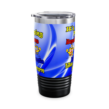 popping like popcorn - Ringneck Tumbler, 20oz (blue-white wave)