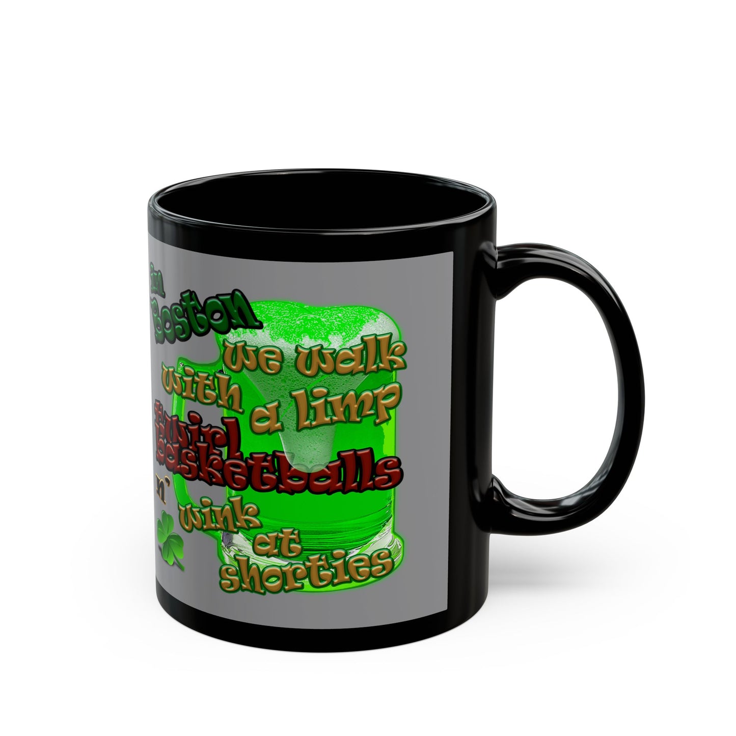 celtics logo - Black Mug (grey)