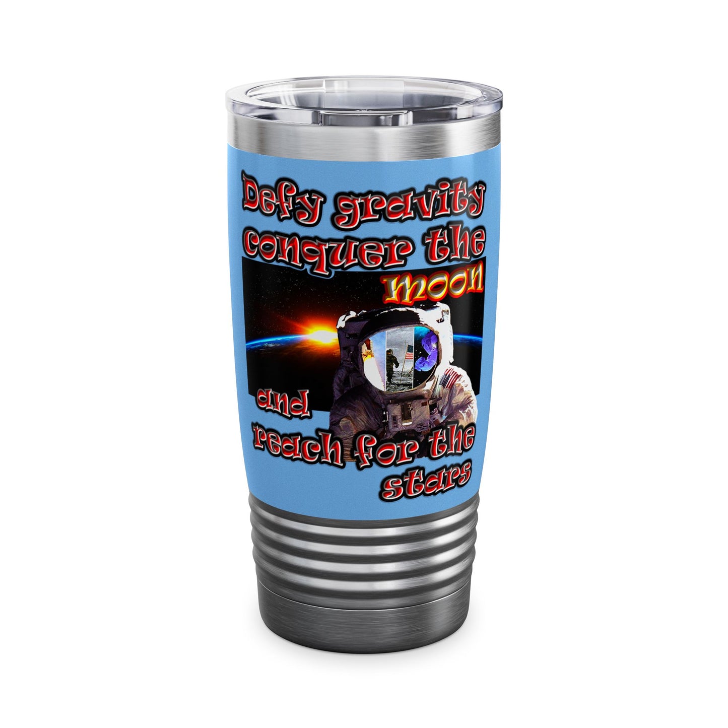 defy conquer reach - Ringneck Tumbler, 20oz (light blue)