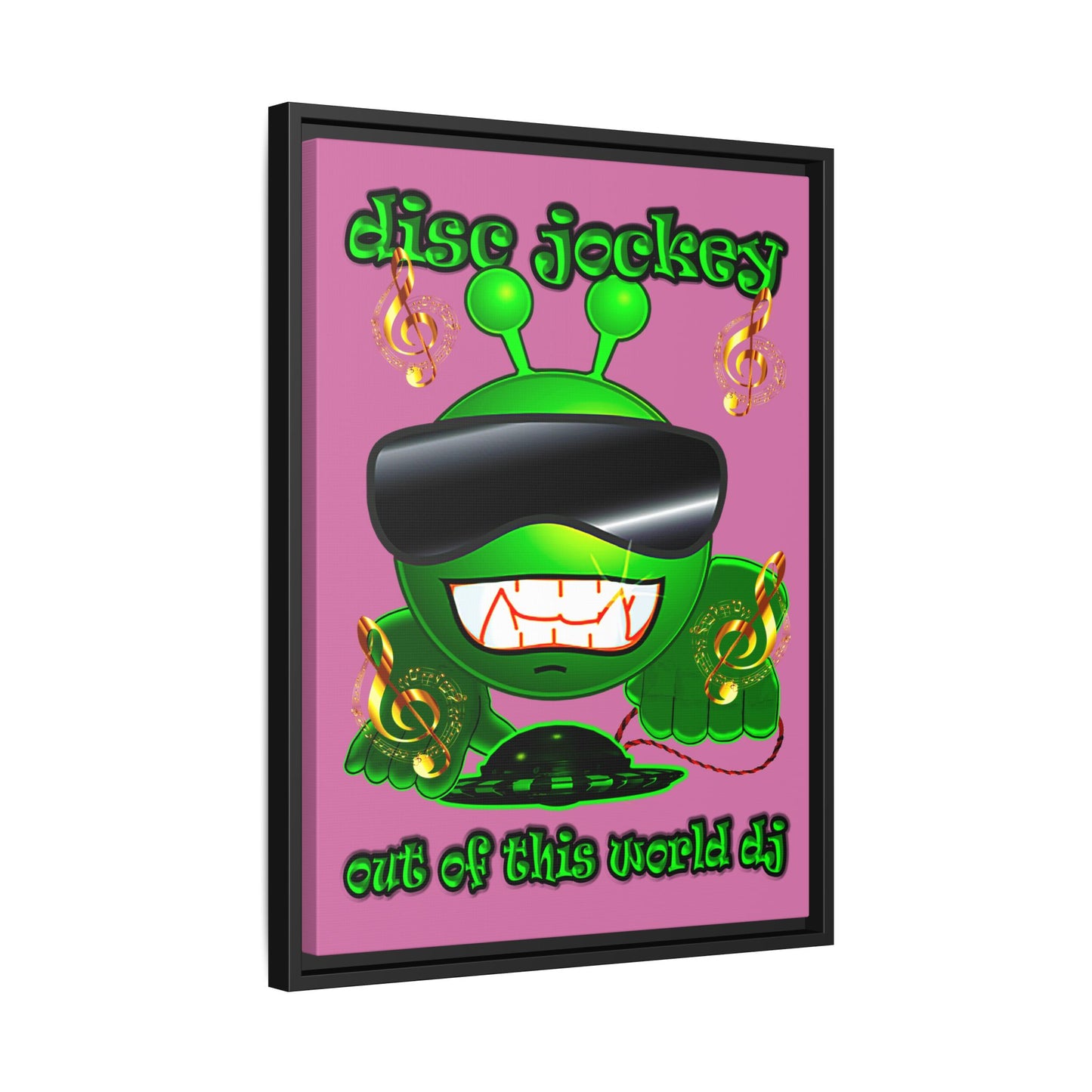 disc jockey - framed canvas art (light pink)