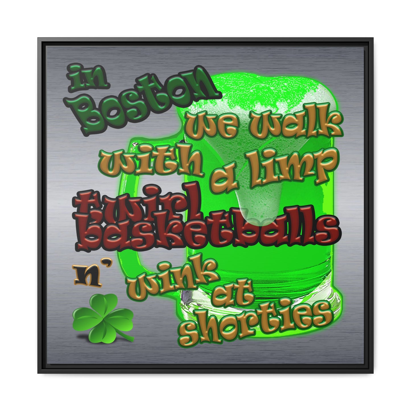 celtics logo - framed canvas art (brushed nickel)