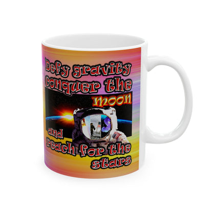 defy conquer reach - White Mug (color blur)