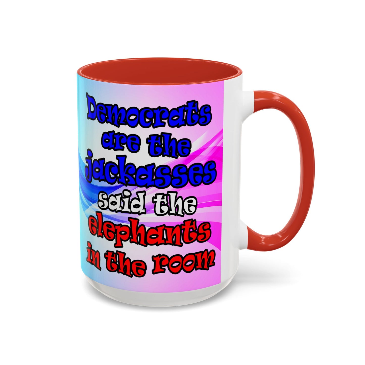 donkeys and elephants - Accent Mug (light blue-pink wave)