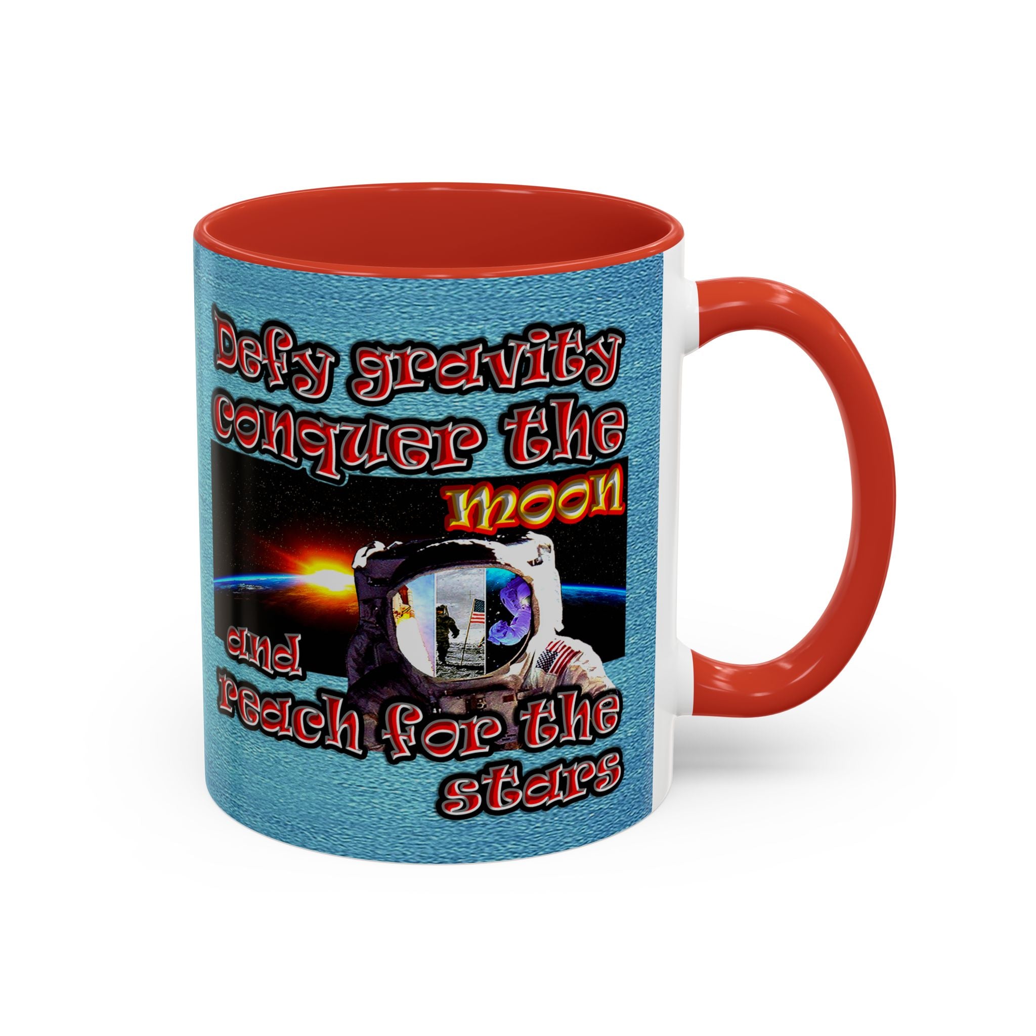 defy conquer reach - Accent Mug (faded blue)