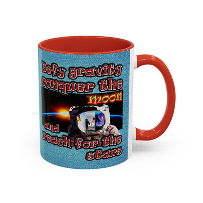 defy conquer reach - Accent Mug (faded blue)