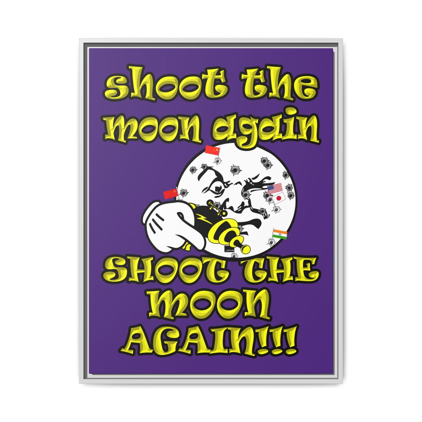 shoot the moon again - framed canvas art (purple)