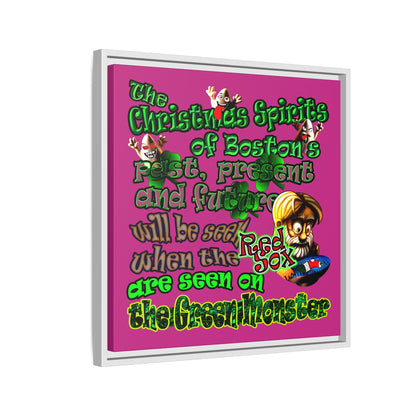 christmas spirits of boston - framed canvas art (pink)