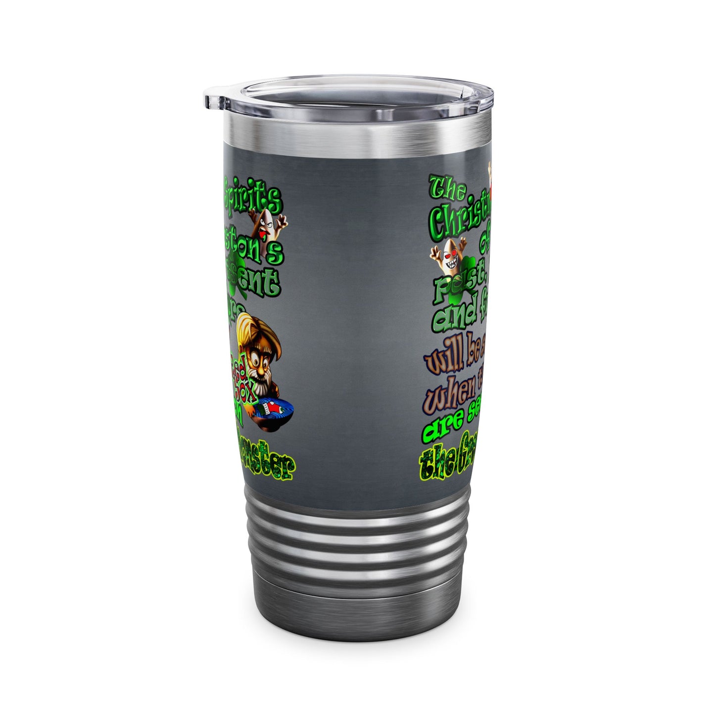 christmas spirits of boston - Ringneck Tumbler, 20oz (grey-light grey)