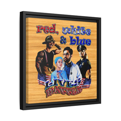 rw&b lives matter - framed canvas art (butterscotch wood finish)