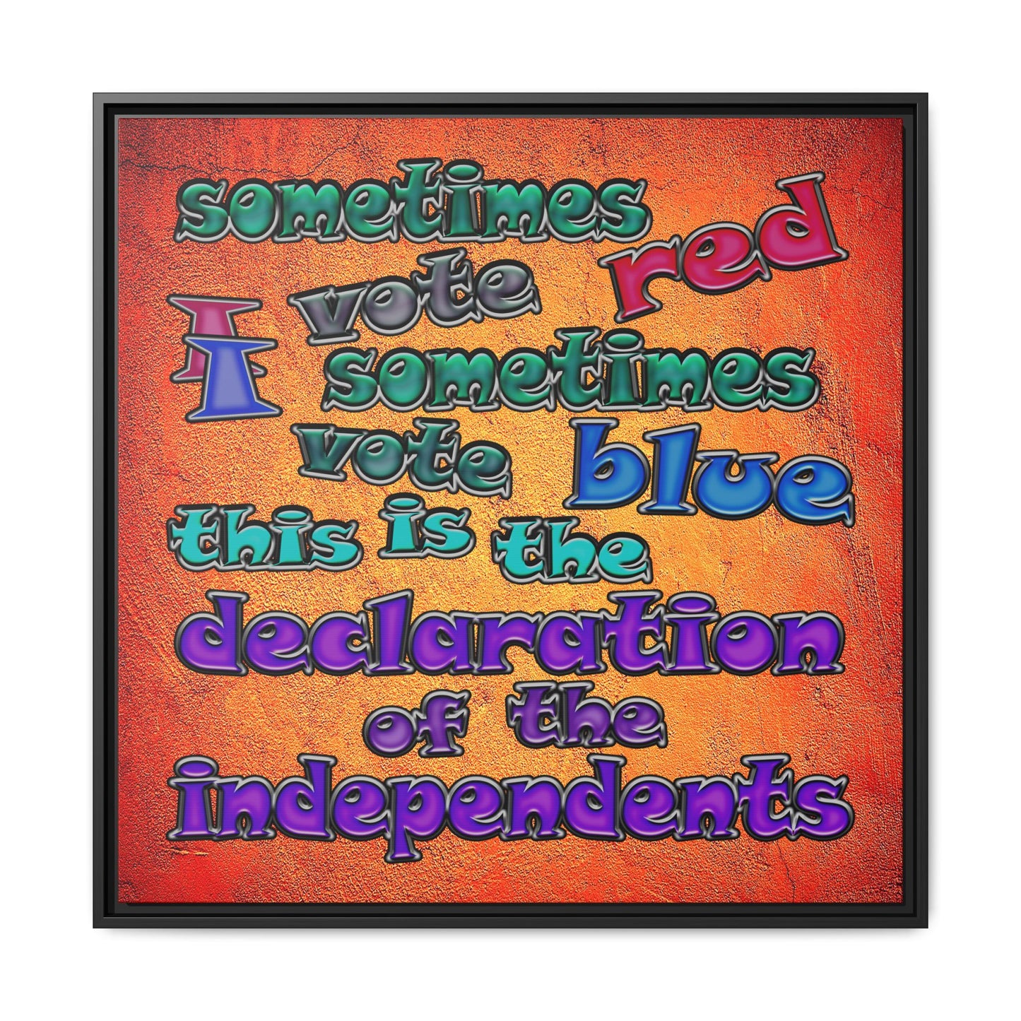 declaration of the independents - framed canvas art (burnt orange)