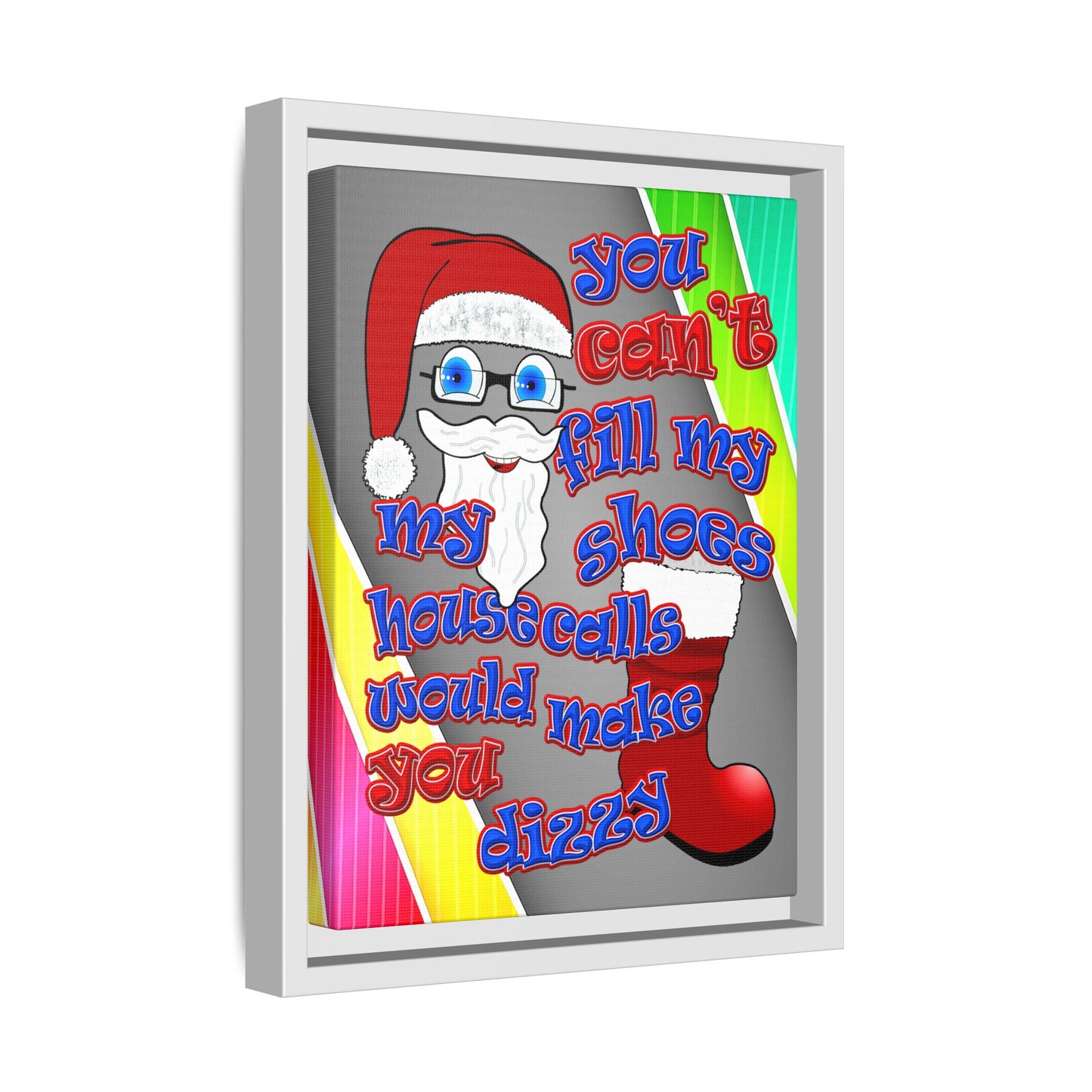 santa's shoes - framed canvas art (rainbow split)